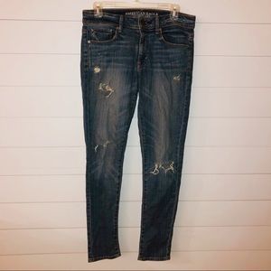 American Eagle high rise skinny distressed jeans